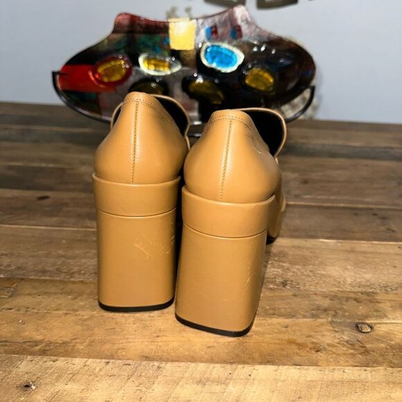 Versace Logo Leather Brown Platform Pumps Size 9.5 - Picture 5 of 7